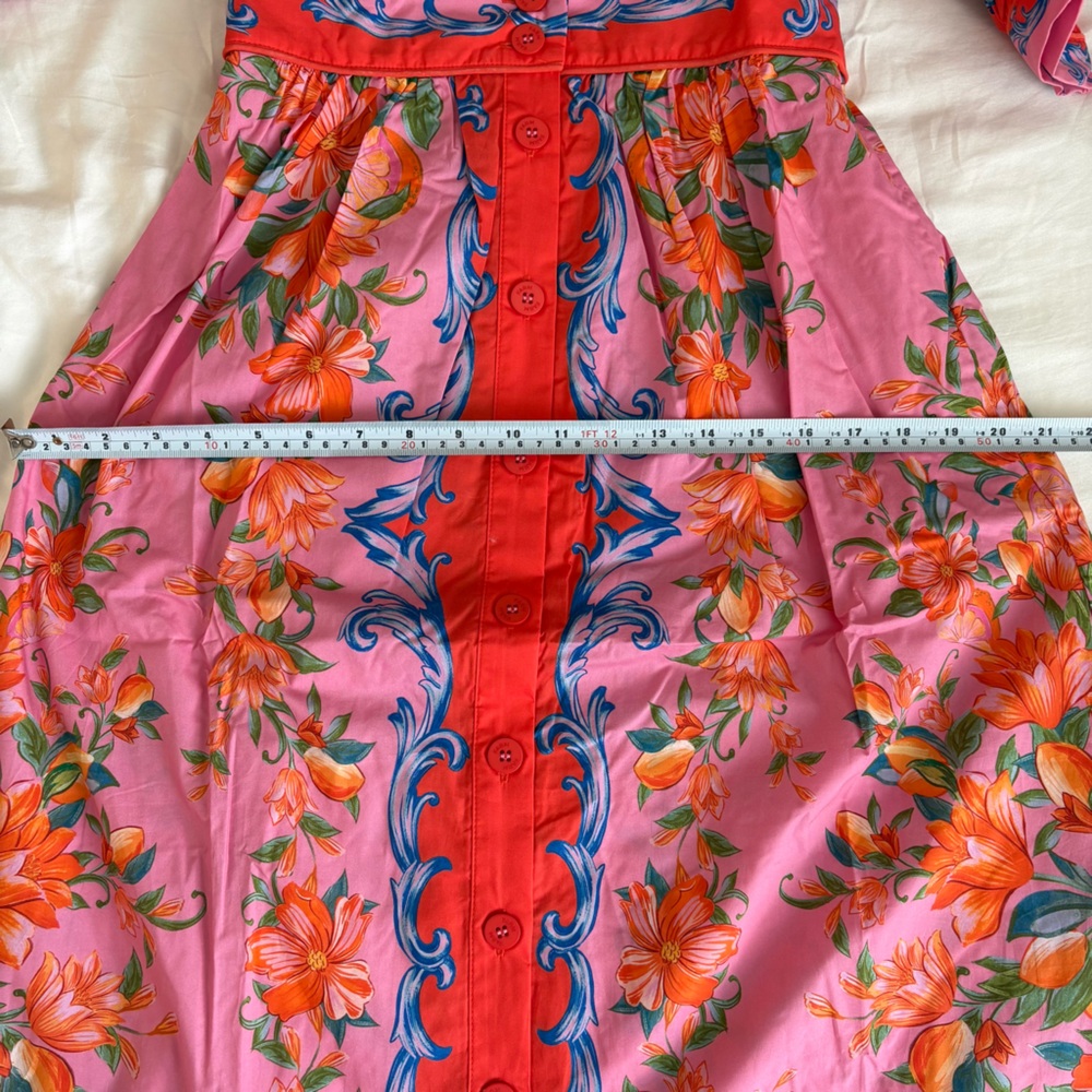 NWT Farm Rio Sicily Flowers Orange Printed Cotton Maxi Dress XS - Picture 15 of 16